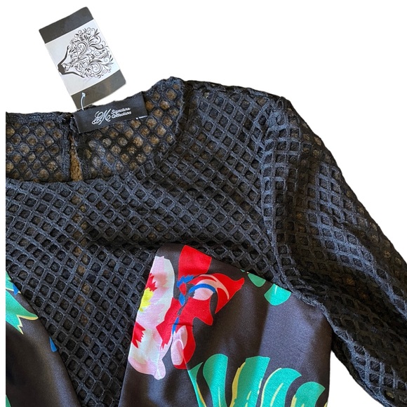 Floral Colorful Mesh Peplum Top - Picture 6 of 11